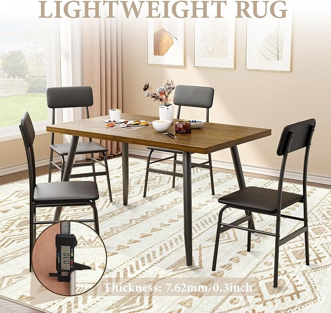 Area Rug Living Room Rugs 8x10 - Large Soft Boho Geometric Rug, Non-Slip Foldable Washable Rugs Non Shedding Morden Indoor Floor Carpet for Living Room Bedroom Office Dining Room(Beige Brown,8'x10')