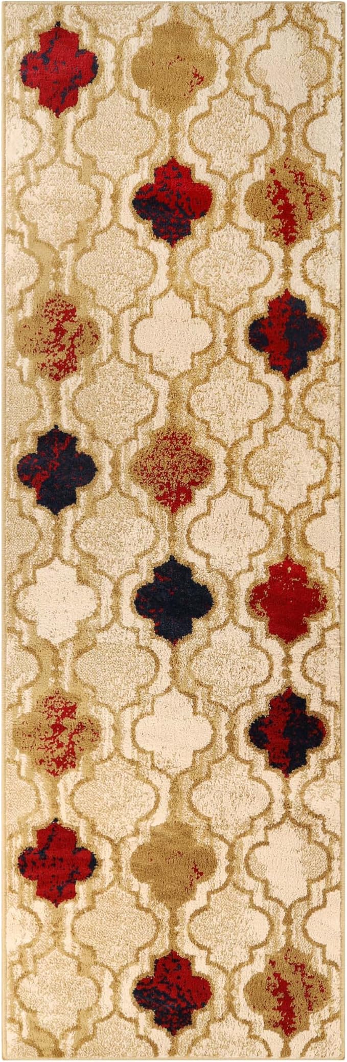 SUPERIOR Indoor Runner Rugs, Modern Area Rug, 2'7"x8', Beige | Geometric Design Floor Décor, Easy Care High Traffic Areas Living Dining Room, Bedroom, Office, Entryway, Viking Collection