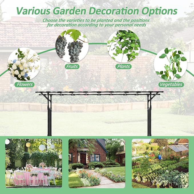 Garden Arch Trellis - 100" L x 86" H Supersize Flattop Garden Arch - Garden Trellis for Lawn, Party, Ceremony Wedding Decoration (Leg spacing 79")