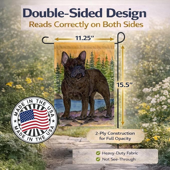 Caroline's Treasures SS8597GF French Bulldog Garden Flag Mailbox Flag Decorative Yard Flag Banner Outside Patio Artwork Yard Flower Beds, Garden Size, Multicolor