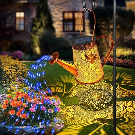 Solar Watering Can Lights, Hummingbird Gifts for Mothers Day Women Mom Grandma Birthday, Waterproof Outdoor Garden Decor Large Hanging Solar Lanterns Garden Lights for Porch Yard Flowerbed Pathway