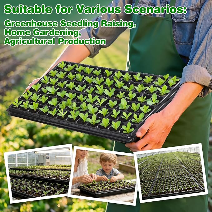 72-Cell Seed Trays with Drainage Trays-10 Sets 20 Packs-1020 Durable Plastic Plant Tray for Seed Germination（21x11x1.81 in）
