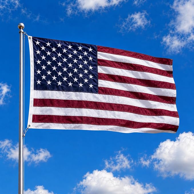 American Flag 3x5 FT for Outside, Heavy Duty 210D Polyester USA Flag with Embroidered Stars, Sewn Stripes & Brass Grommets for All Weather High Wind Resistant Flags for House, Yard, Garden