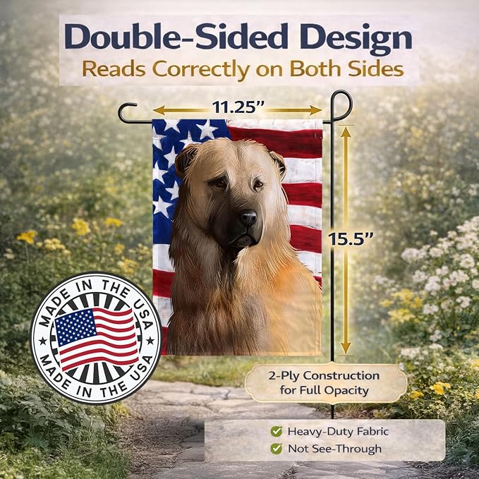 Caroline's Treasures CK6384GF Afghan Shepherd American Flag Garden Flag Mailbox Flag Decorative Yard Flag Banner Outside Patio Artwork Yard Flower Beds, Garden Size, Multicolor