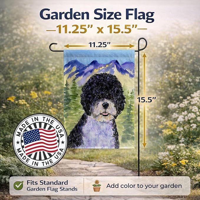 Caroline's Treasures SS8303GF Portuguese Water Dog Garden Flag Mailbox Flag Decorative Yard Flag Banner Outside Patio Artwork Yard Flower Beds, Garden Size, Multicolor
