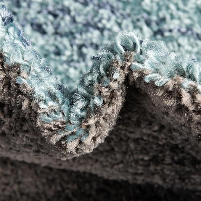 Unique Loom Autumn Collection Modern Contemporary Casual Abstract Area Rug (Blue/ Gray Tonal, 7 ft 10 x 7 ft 10 Round)