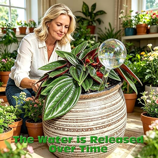 2pcs Glass Plant Watering Globes, Clear Rainbow Color Flower Self-Watering System Spikes, Automatic Plant Waterer Bulbs for Indoor & Outdoor Plants Everyday Use