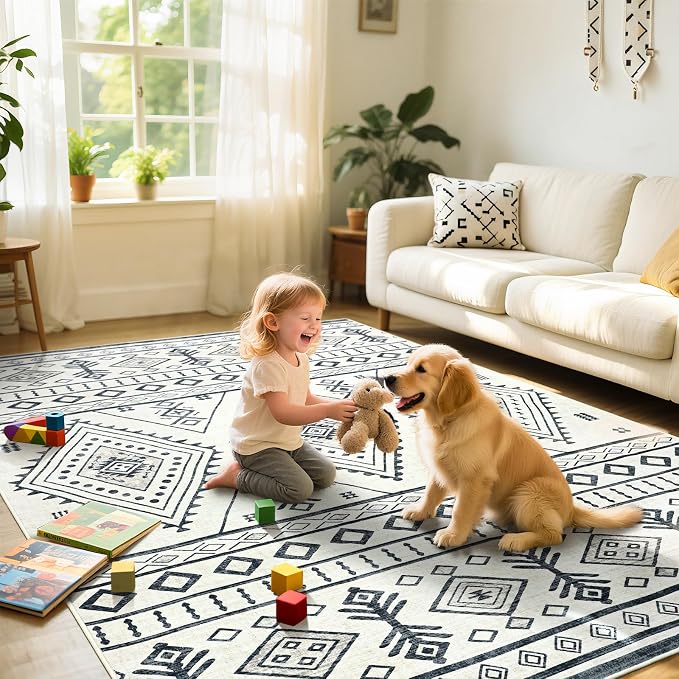 BENRON Western Rugs for Living Room Bedroom 5x7, Non Slip Washable, Boho | Southwest aztec Area Rugs for Dining Table Kitchen Home Decor, Geometric