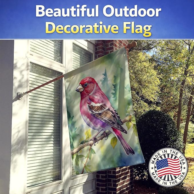 Caroline's Treasures New Hampshire Purple Finch House Flag Large Porch Sleeve Pole Decorative Outside Yard Banner Artwork Wall Hanging, Polyester, House Size, Multicolor