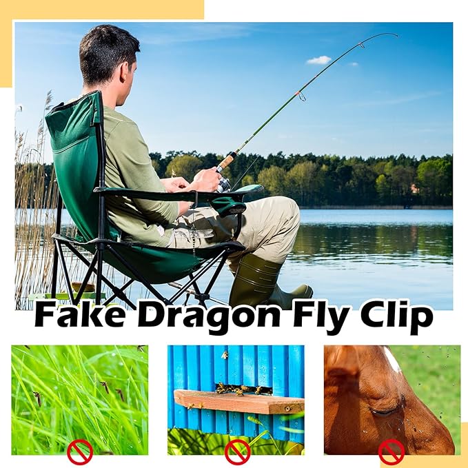 Qualirey Dragonfly Hat Clip Realistic Simulated Dragonfly with Hook Clip Attach to Backpack Hat for Indoor Yard Garden Plant Decor(Yellow,2pcs)