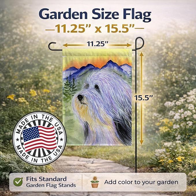 Caroline's Treasures SS8244GF Bearded Collie Garden Flag Mailbox Flag Decorative Yard Flag Banner Outside Patio Artwork Yard Flower Beds, Garden Size, Multicolor