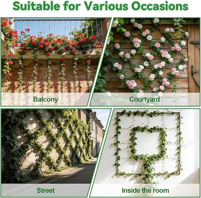 12PCS Wire Garden Trellis Kit, Kalolary T316 Stainless Steel Cylindrical Standoffs for 5/64"-1/8" Wire Rope & Rods, Wall Wire Trellis System for Climbing Plants DIY Outdoor Garden Vine Flower Wall