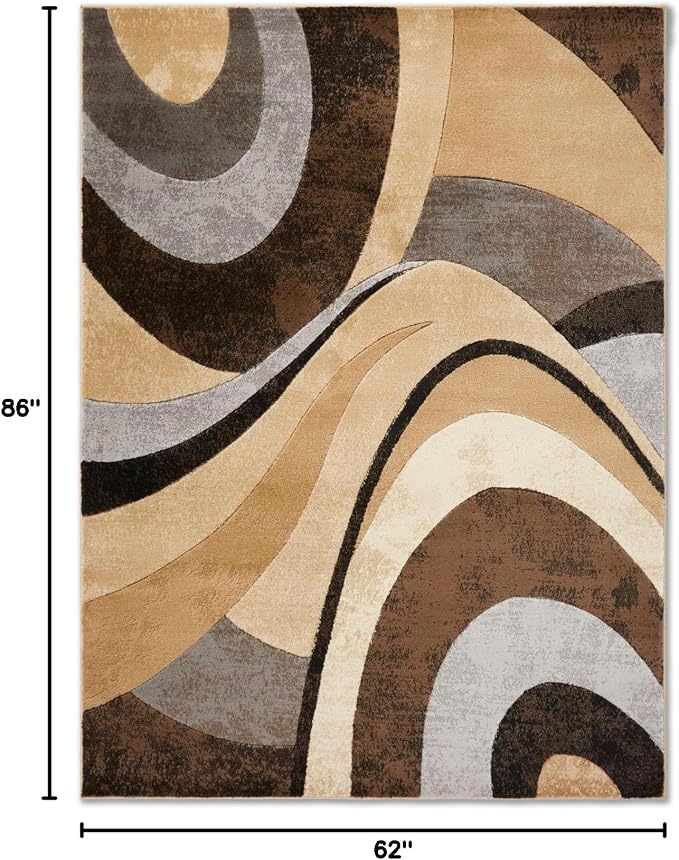 Home Dynamix Tribeca Slade Modern Area Rug ,Abstract Brown/Gray 5'2"x7'2" (TRIBECA 2N)