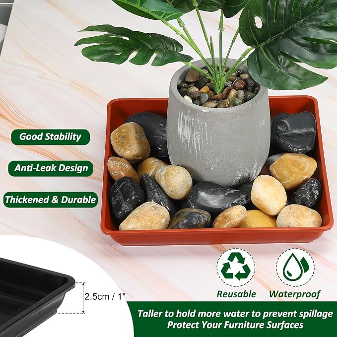 PATIKIL Plant Saucer Tray, 10 Pack 7 Inch Plastic Square Plant Saucer Flower Planter Drip Tray for Indoors Outdoors Patio Balcony, Black