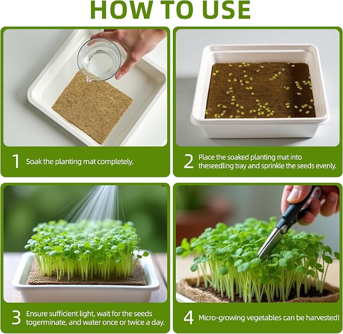 10 Pack Jute Grow Mat for Microgreens, 5" x 5" Hydroponic Grow Pads for Growing Tray Sprouting Trays Jute Fiber Seed Starter Planting for Micro Greens & Wheatgrass