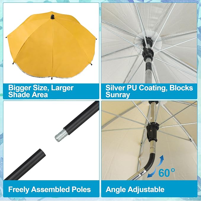 4 Pack Plant Umbrellas for Outdoor Plants 23.6 Inch Garden Plant Umbrella Shade with Adjustable Angle and Height Sun Protection Shade Covers Cloth for Outdoor Potted Plants Garden Beds Patio Flowers