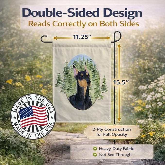 Caroline's Treasures SS8067GF Doberman Garden Flag Mailbox Flag Decorative Yard Flag Banner Outside Patio Artwork Yard Flower Beds, Garden Size, Multicolor