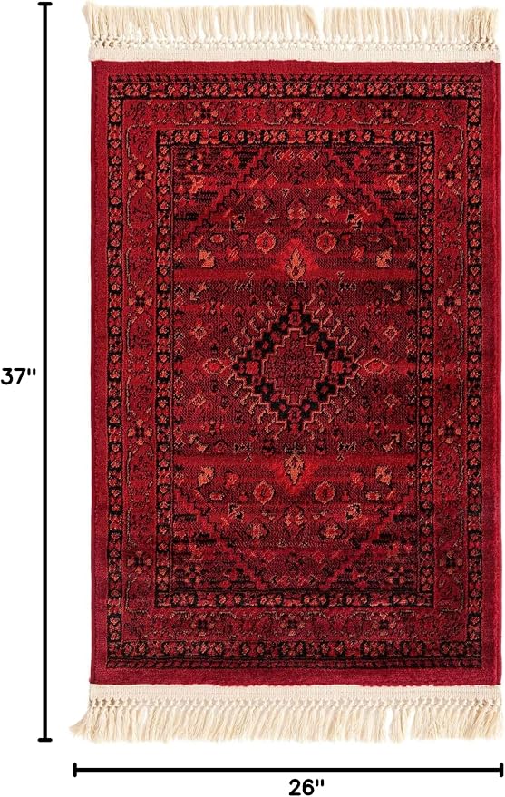 Unique Loom Tekke Collection Area Rug - Sheibani (2' 2" x 3' 1" Rectangle, Red/ Black)