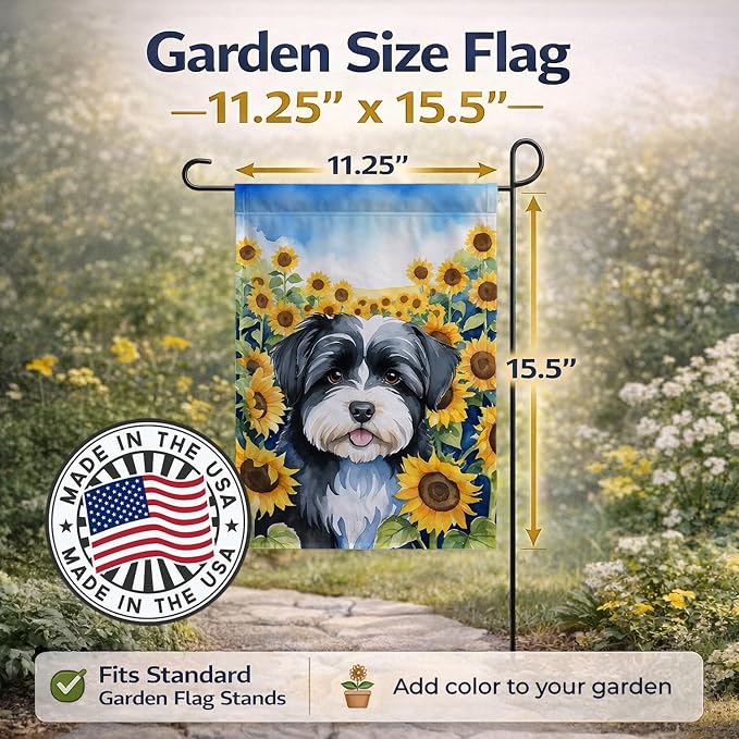 Caroline's Treasures DAC6097GF Havanese in Sunflowers Garden Flag Mailbox Flag Decorative Yard Flag Banner Outside Patio Artwork Yard Flower Beds, Garden Size, Multicolor