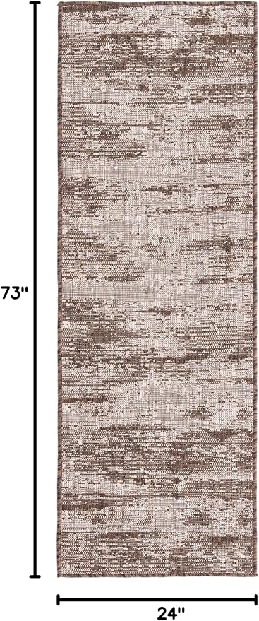Unique Loom Outdoor Modern Collection Area Rug - Cartago (2' x 6' 1" Runner, Brown/ Ivory)