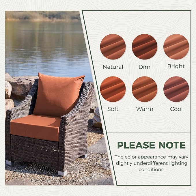 Outdoor Cushions for Patio Furniture, Outdoor Seat Cushion Set 24 x 24 x 5.75 in, Waterproof & Fade Resistant Outdoor Chair Cushions, Patio Chair Cushion with Removable Cover, Set of 4, Spice