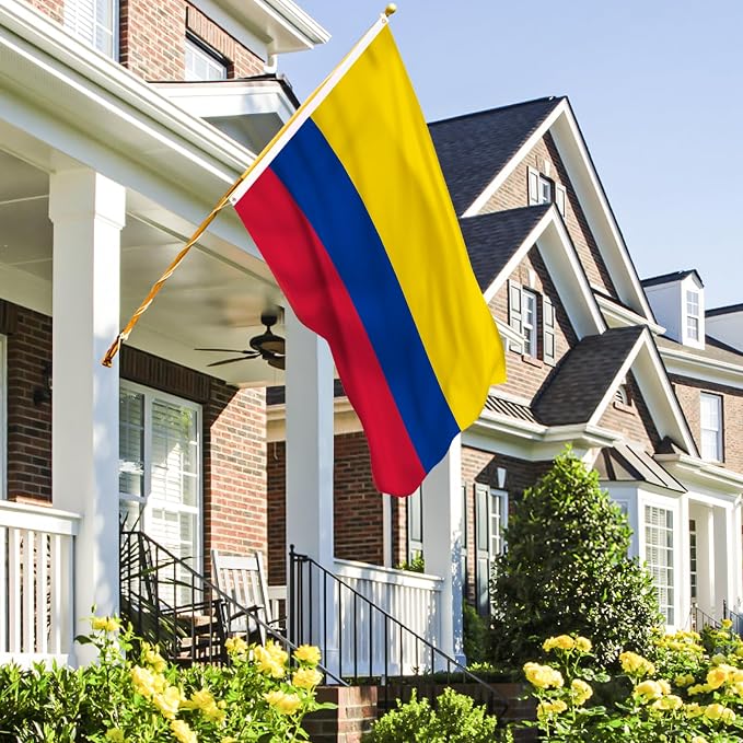 AhfuLife Colombia Flag 3x5 Ft, Large Colombian National Flags for Outside - Double Side with Brass Eyelets for World Cup Party Decorations, Soccer Party Bar Garden Decoration Indoor Outdoor