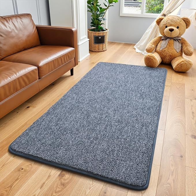Keeko 2x4 Area Rugs for Living Room,Soft Washable Memory Foam Bedroom Rug | Indoor Throw Rug Low Pile Minimalist Non Slip Carpet for Kids Nursery Classroom Dorm Room Home Decor Blue and White