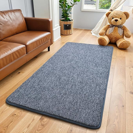 Keeko 2x4 Area Rugs for Living Room,Soft Washable Memory Foam Bedroom Rug | Indoor Throw Rug Low Pile Minimalist Non Slip Carpet for Kids Nursery Classroom Dorm Room Home Decor Blue and White