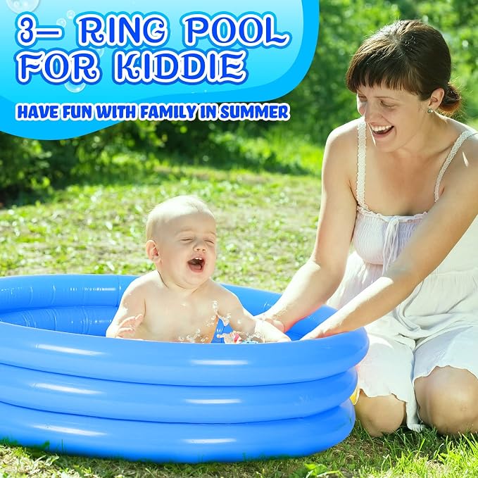 Jerify 6 Pack Kiddie Pool for Toddler 34 x 10 Inch Inflatable Kids Swimming Pool Small Baby Blow up 3 Rings Round Baby Padding Ball Pond for Indoor and Outdoor Water Game Play Center(Lively Style)