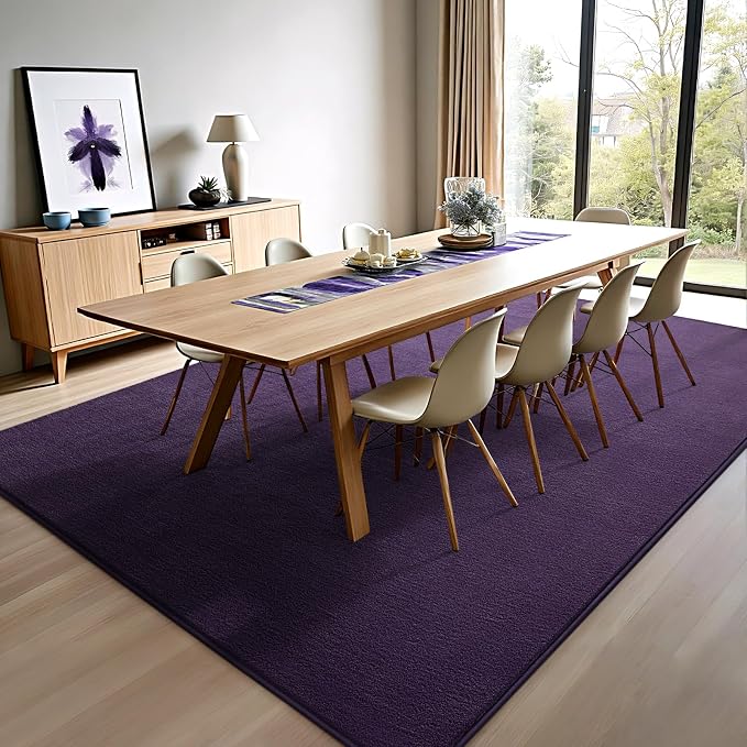 Vosofe Memory Foam Area Rugs for Bedroom Living Room, 4x6 Purple Rug Carpet | Soft Comfy Thickened Indoor Carpets, Modern Aesthetic Minimalist Carpet for Boys Girls Adults Playroom Nursery Home Decor