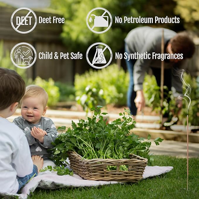 Mintronella USA Made Citronella & Peppermint Mosquito Repellent Incense Sticks – 100 Pack – Natural Bug & Insect Repellent – Outdoor Camping, Patio Decor – No‑See‑Um & Gnats, Fly