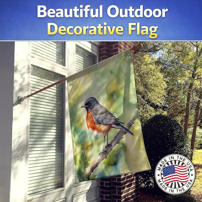 Caroline's Treasures Connecticut American Robin House Flag Large Porch Sleeve Pole Decorative Outside Yard Banner Artwork Wall Hanging, Polyester, House Size, Multicolor
