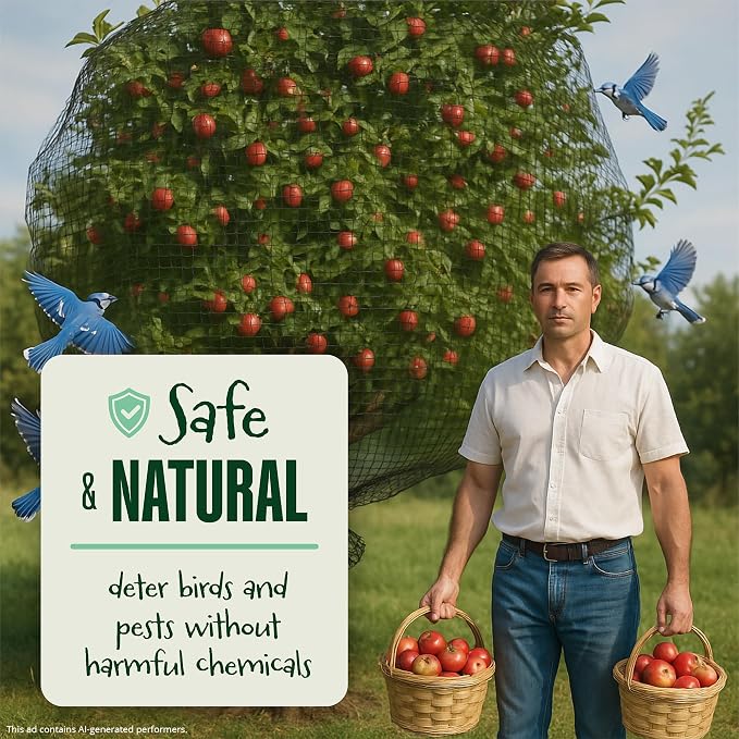 Dalen Bird-X Protective Mesh Netting for Fruit Trees, Berries, Vegetables - 28 ft x 28 ft, Black Garden Netting, 5/8-inch Mesh - Helps Deter Birds & Garden Pests, Made of Weather-Resistant Plastic