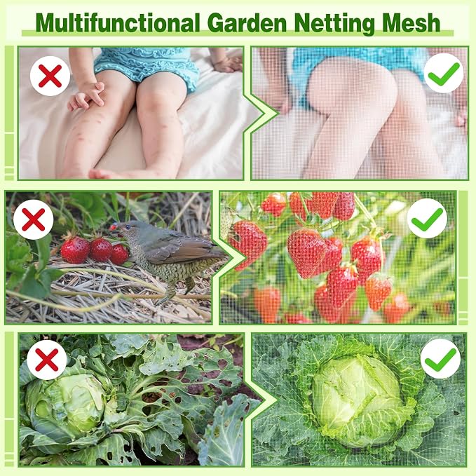 ANPHSIN Strong PP Nanocomposite Mosquito Net Garden Netting - 10 x 20ft Bird Insect Pest Mesh Barrier Screen for Patio, Balcony, Porch, Outdoor Raised Beds Protection (White)