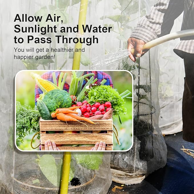 Garden Insect Netting Pest Barrier: 8'x25' Bug Netting for Garden Protection Mosquito Net Fine Mesh Cicada Tree Net Greenhouse Row Cover for Crops Plants Vegetables Flowers Fruits Silver
