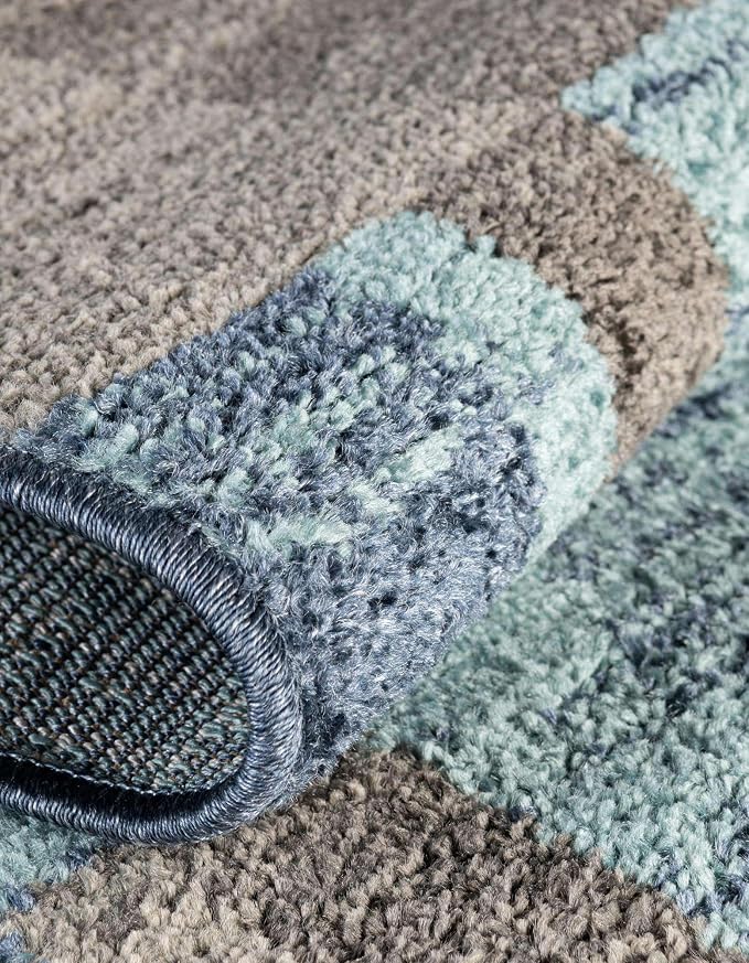 Unique Loom Autumn Collection Area Rug - Providence (4' 1" Square, Blue Gray/ Light Brown)