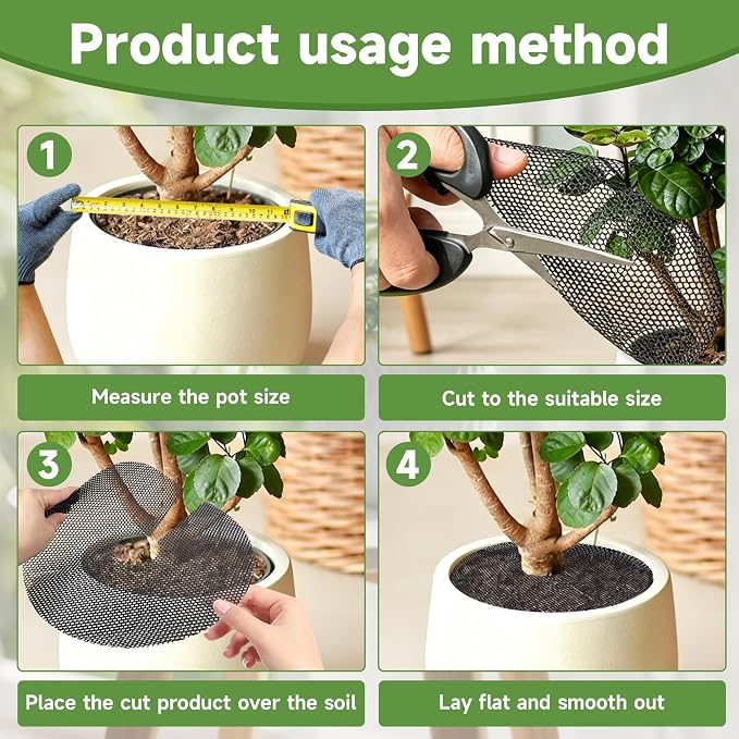 frtzal Plant Pot Grids - 11.8 Inch Cuttable Soil Cover Protector, Plant Covers from Animals Digging Stopper, Indoor Outdoor Plant Pot Cover (11.8IN-6PCS)