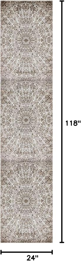 Unique Loom Sofia Collection Area Rug - Grace (2' x 9' 10" Runner, Brown/ Ivory)