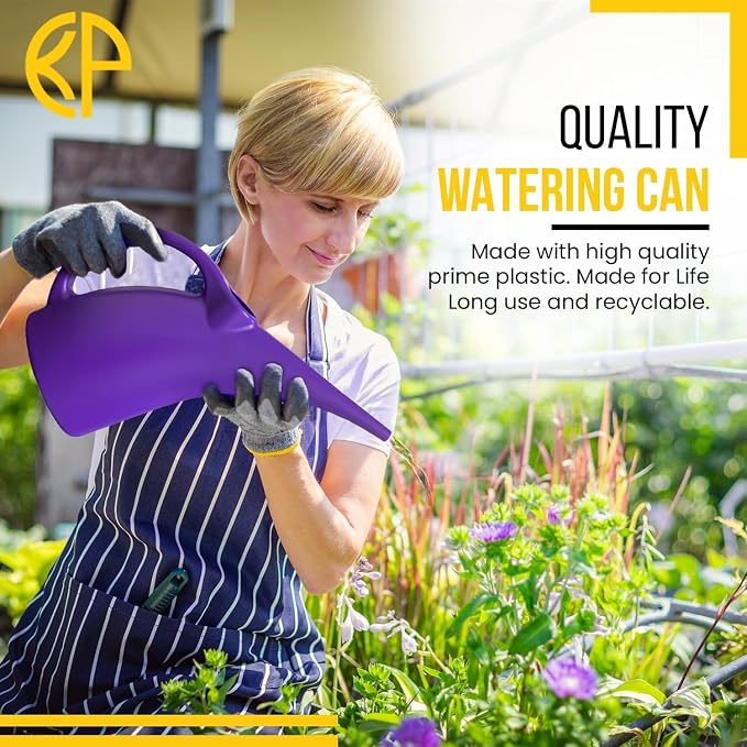 2 Pack Watering Can 1/2 Gallon - Small Watering Can for Indoor Plants - Outdoor Watering Can - Purple Plant Waterer - Plastic Watering Can for Garden