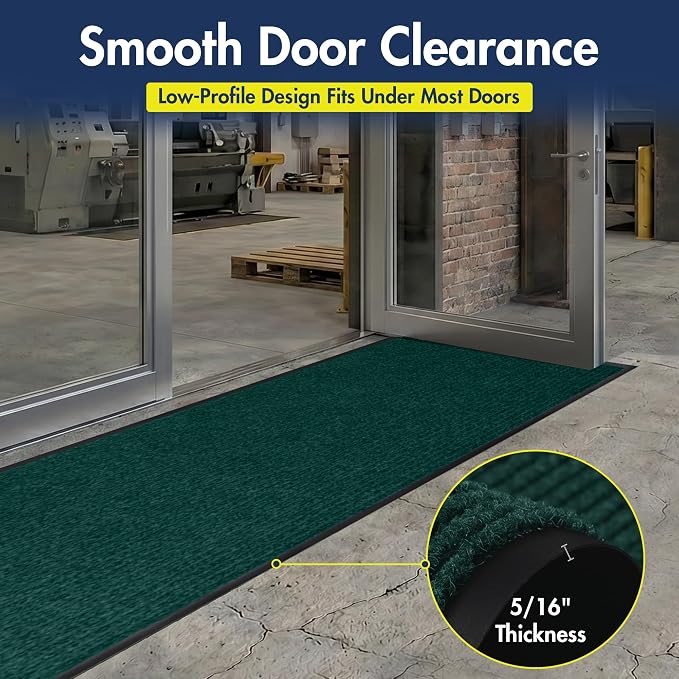 Notrax 109 Industrial Door Mat, 3' x 10' Large Entrance Mat, Heavy Duty Commercial Rugs for Entryway, Welcome Lobbies, Garage, and Mudroom, Made in the USA, Hunter Green, Brush Step 109S0310GN