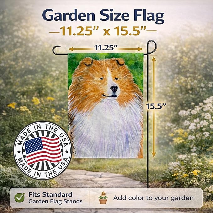Caroline's Treasures SS1003GF Sheltie Garden Flag Mailbox Flag Decorative Yard Flag Banner Outside Patio Artwork Yard Flower Beds, Garden Size, Multicolor