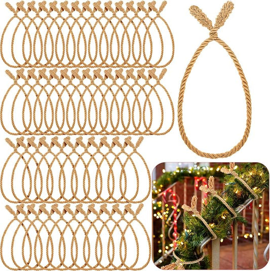 Zhengmy 50 Pcs 20 Inches Christmas Garland Ties Christmas Decorative Twist Ties for Banister Reusable and Flexible Twist for Xmas Home Decorations Holiday Craft Wrapping (Gold)