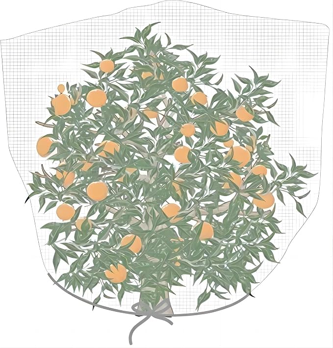 Agfabric Bird Netting 34" Hx28 W Garden Netting Insect Pest Barrier,Plant Cover Fruit Tree Netting Mesh Protection Bag with Drawstring,White
