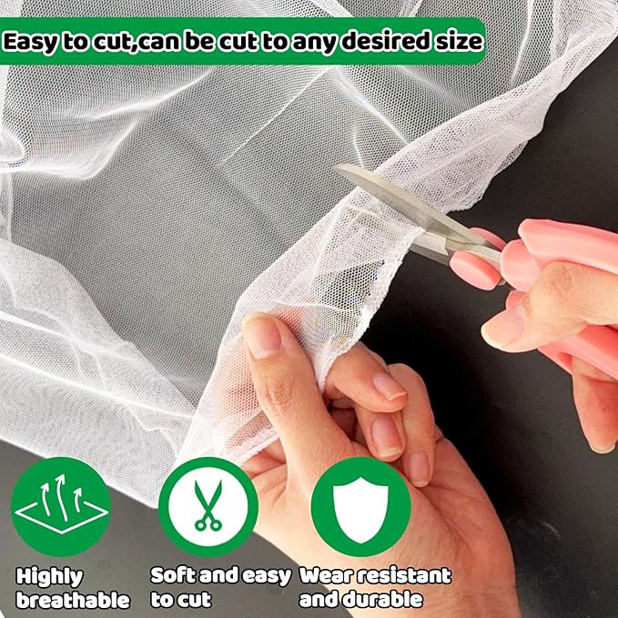Mosquito Netting,10 × 50 Ft Mosquito Mesh Screen for Patio,Fly Insect Bird Net Barrier Garden Mesh Netting for Protect Vegetables Fruits from Birds Bugs,White