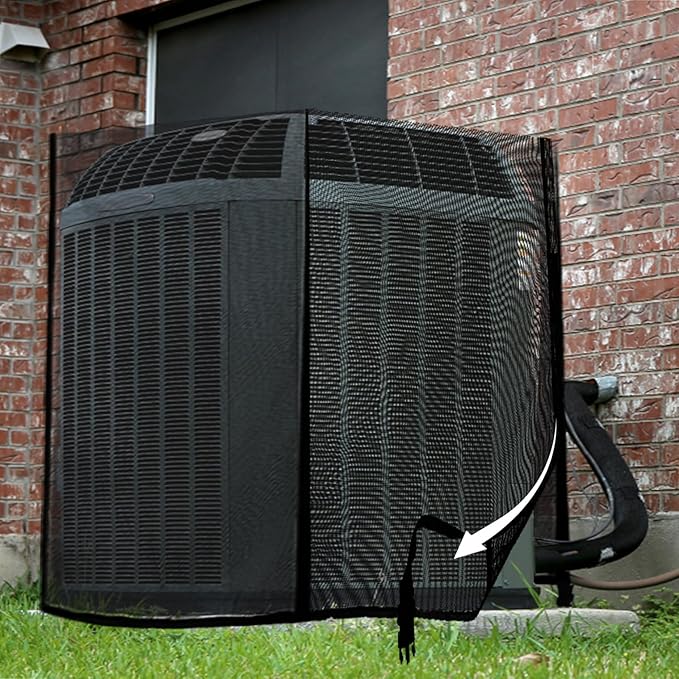 Nicunom Air Conditioner Cover, All Seasons Full Mesh AC Cover for Outside Unit Adjustable Outdoor AC Defender Covers Protect from Clogging of Debris, 35.4"x35.4"x39.4"