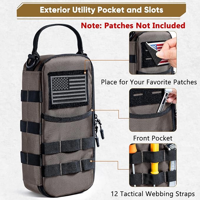 Heavy Duty Small Tool Bags for Men with Carabiner,Tactical Tool Pouch Bag,Portable Utility Tools Storage Organizer Case with Shoulder Strap for EDC,Motorcycle,Camping, Road Trip, Electricians