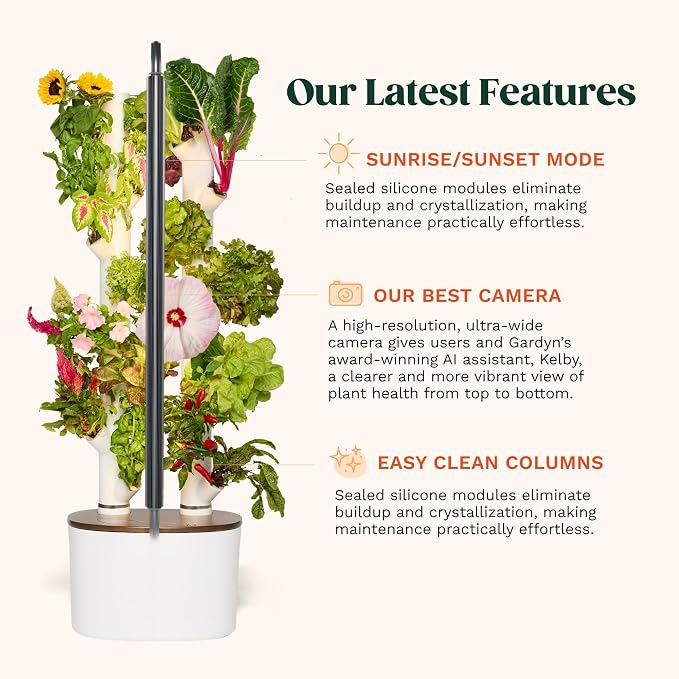 Gardyn Studio 2 Hydroponics Growing System - 16 Plants, Smart Tower | New & improved, non-GMO plants, herbs, vegetables, hydroponic herb garden planter indoor kit with grow lights
