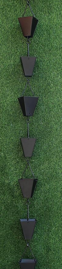 KAM Home Bronze Tapered Square Cups Rain Chain with Installation Kit (Black, 8.5)