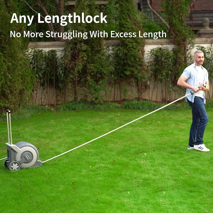 Portable Trolley Cart Retractable Hose Reel by HOZEREEL, All in One Connectable Garden Hose Reels and Enclosed Storage, Self Propelling Hose Reels, 10 Pattern Nozzle, 100FT 1/2" Hose Included