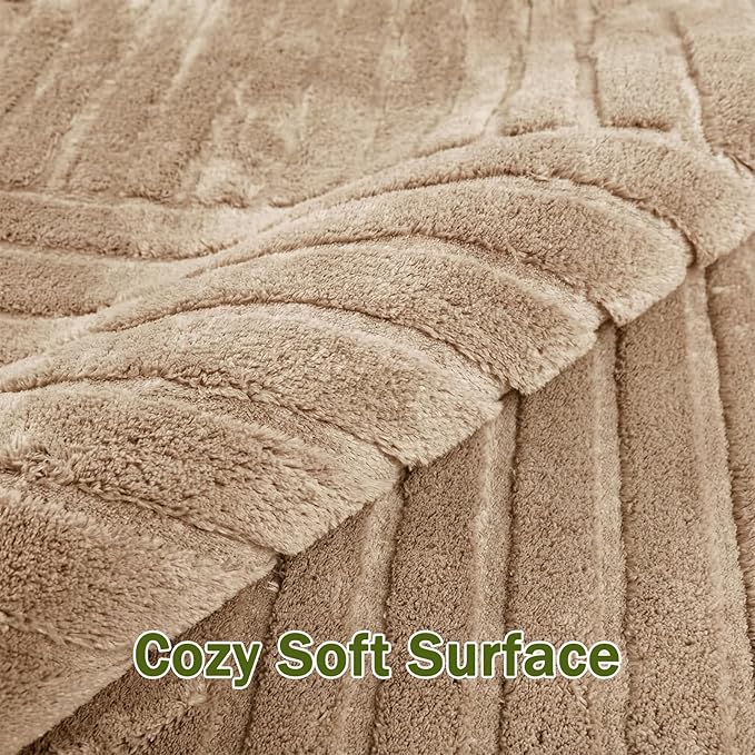 Brown Geometric 5x7 Solid Area Rug, Washable for Living Room Bedroom | Ultra Soft Thick Boho High-Low Pile Textured Indoor Carpet, Fluffy, Non-Slip Rugs for Bedside, Kids Room, Nursery,Home Office